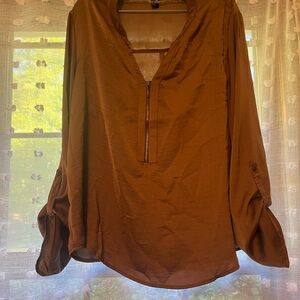 Forever 21 Brown Blouse with Zipper